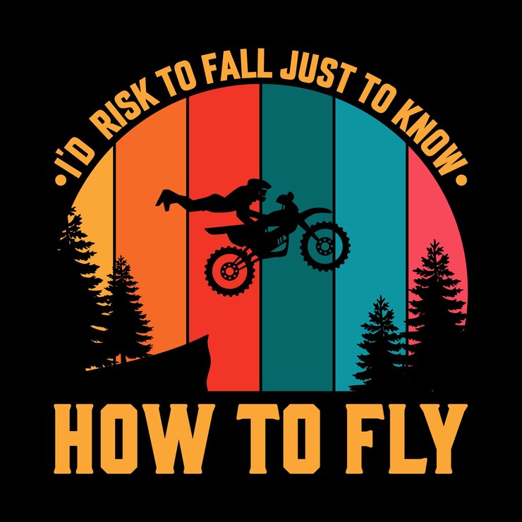 Vector un cartel con una imagen de una motocicleta y las palabras "i just just to fly to fly"