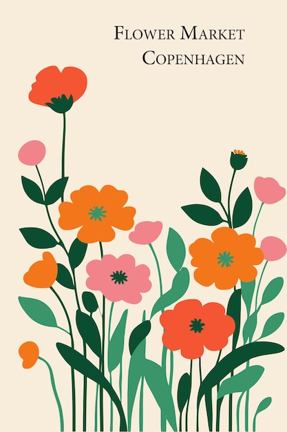 Cartel imprimible para el mercado de flores