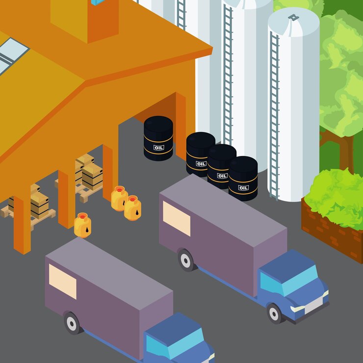 Vector cartel de la industria isométrica