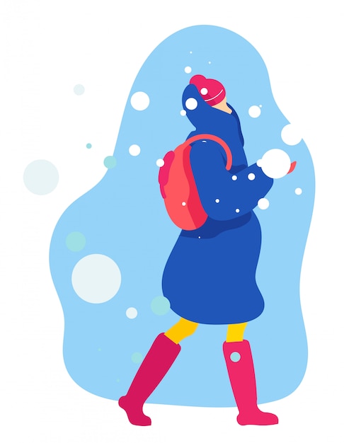 Cartel informativo paseo en la nieve de dibujos animados plana.