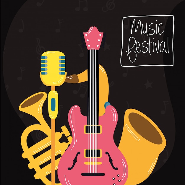 Vector cartel de invitación de entretenimiento festival de música