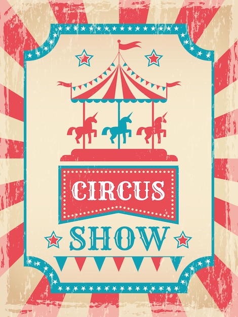Cartel de invitación de espectáculo de circo para atracción de circo plantilla de diseño vectorial con lugar para el texto personal de la ilustración del cartel de invitación de espectáculo de circo