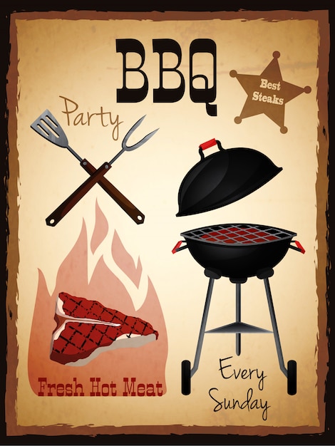 Vector cartel de invitación fiesta bbq