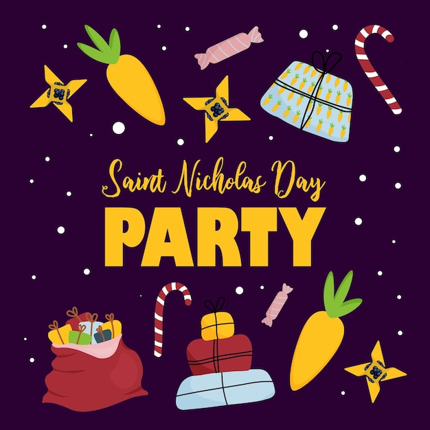 Cartel de invitación de la fiesta de San Nicolás para el personaje del Día de San Nicolás Vacaciones infantiles de invierno
