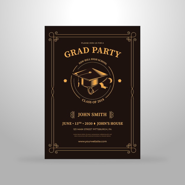 Cartel de invitación de graduación moderno elegante Vector Premium