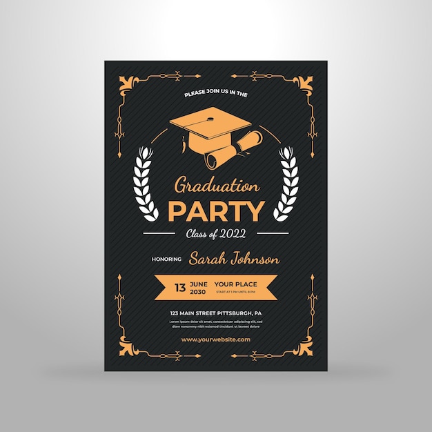 Vector cartel de invitación de graduación moderno elegante vector premium