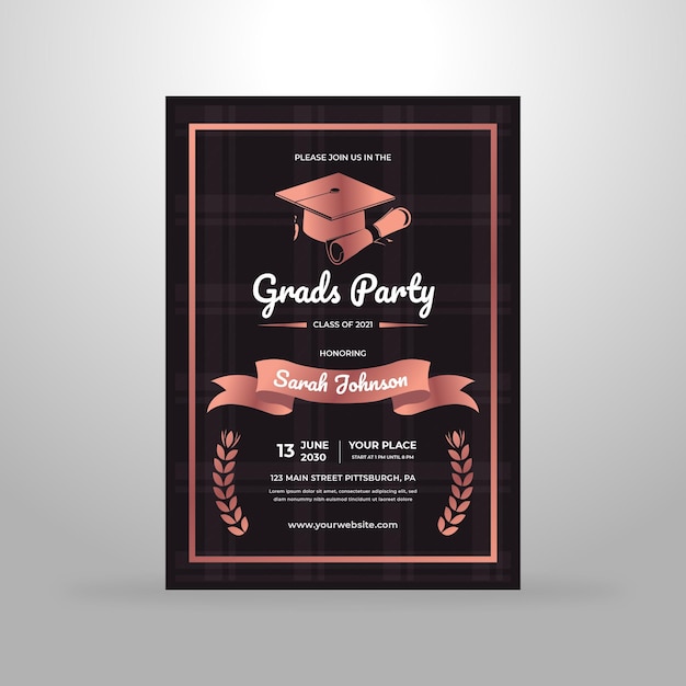 Cartel de invitación de graduación moderno elegante Vector Premium
