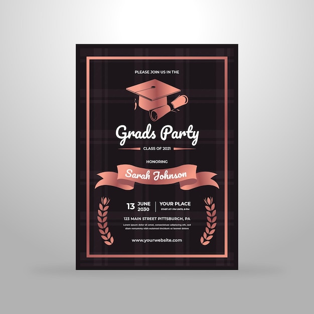 Vector cartel de invitación de graduación moderno elegante vector premium