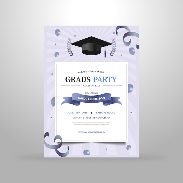 Vector cartel de invitación de graduación moderno elegante vector premium