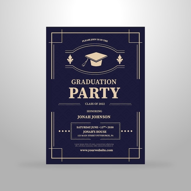 Cartel de invitación de graduación moderno elegante Vector Premium