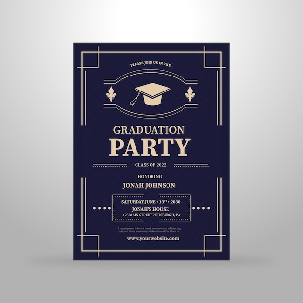 Vector cartel de invitación de graduación moderno elegante vector premium