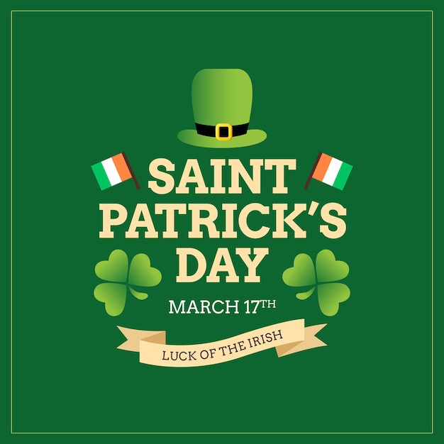 Cartel irlandés del día de san patricio y tarjeta de felicitación