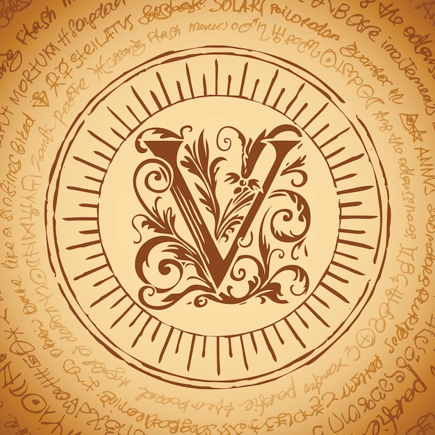 Vector cartel con la letra inicial v