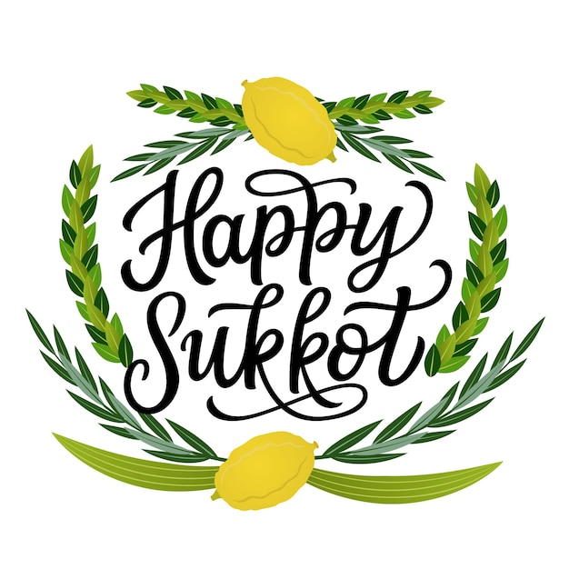 Vector cartel de letras feliz sukkot