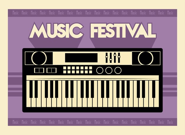 Cartel de letras del festival de música con piano