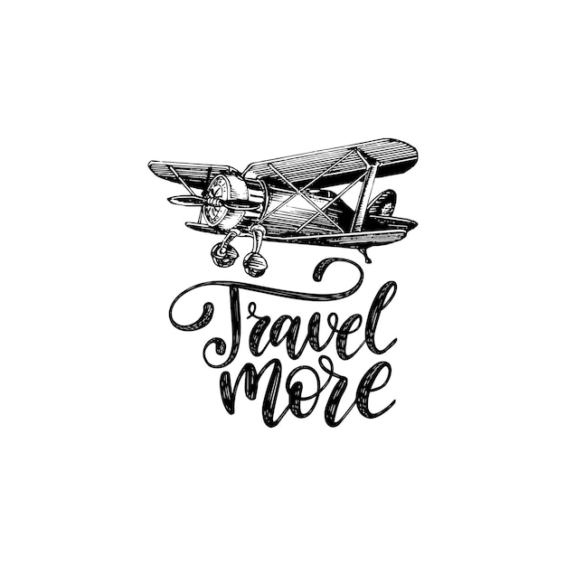 Cartel de letras de mano alrededor del mundo. plantilla de etiqueta de viaje de vector con ilustración de globo dibujado a mano. diseño de emblema turístico.