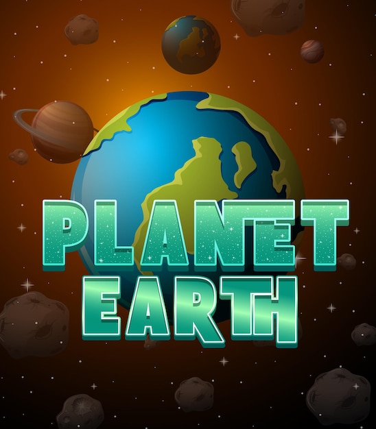 Cartel del logotipo de la palabra planet earth