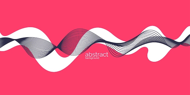 Cartel luminoso con ondas dinámicas. Ilustración de vector de estilo plano mínimo