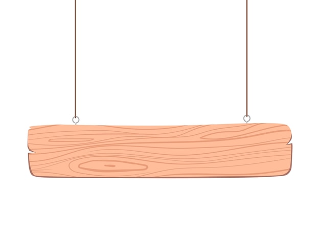 Cartel de madera en blanco colgando de un clavo por ilustración de vector de cadena