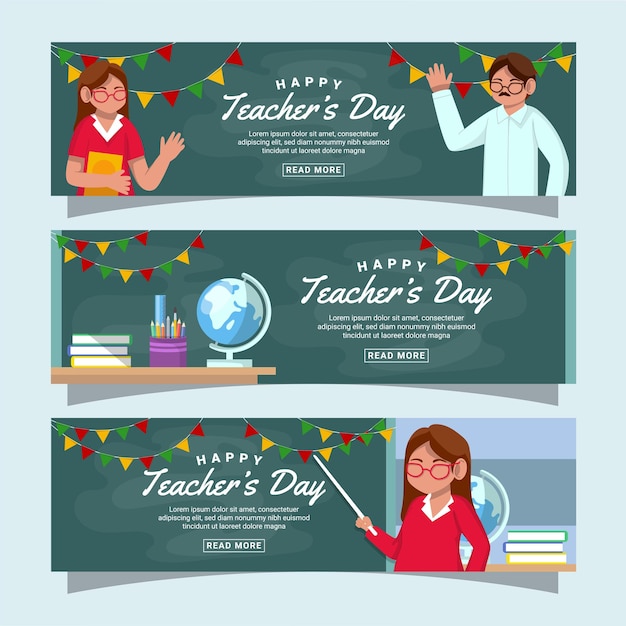 Vector un cartel para un maestro con una pancarta que dice día de los maestros