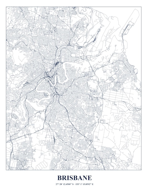 Cartel Mapa de la ciudad de Brisbane