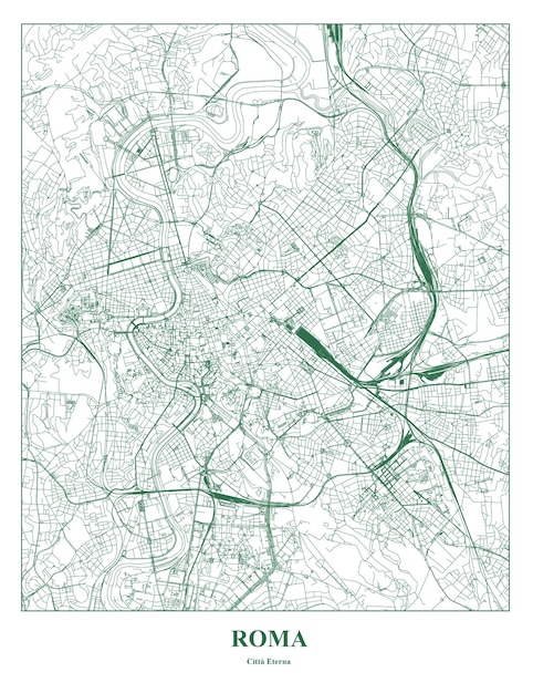 Cartel mapa de la ciudad capital de roma