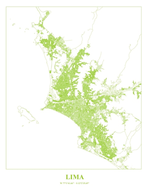 Cartel Mapa de la ciudad de Lima en Perú