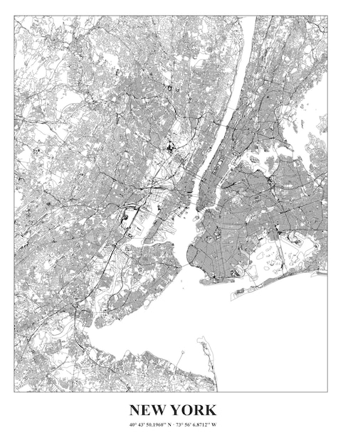 Vector cartel mapa de la ciudad de nueva york en ee.uu.