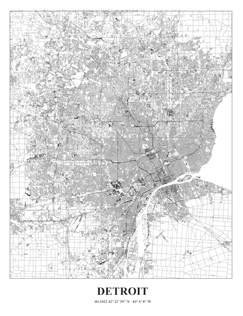 Vector cartel mapa de detroit en ee.uu.