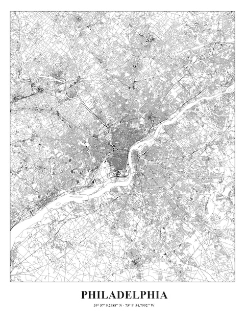 Vector cartel mapa de filadelfia