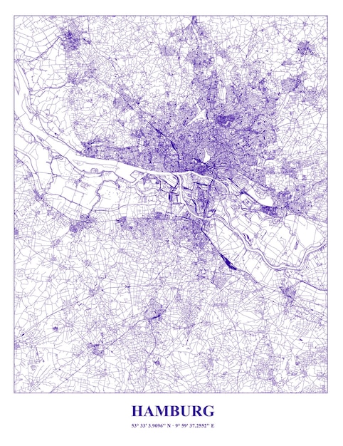 Vector cartel mapa de hamburgo