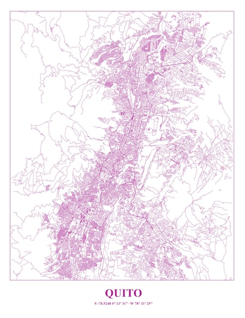 Cartel Mapa de Quito Ecuador