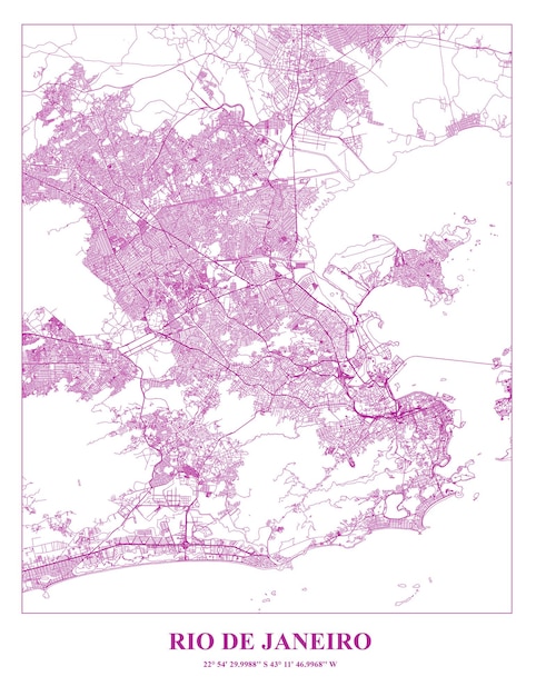 Cartel Mapa de Río de Janeiro en Brasil