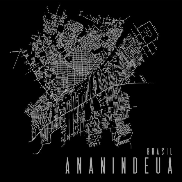 Cartel de mapa vectorial de la ciudad de Ananindeua Brasil municipio plaza lineal mapa de calles área administrativa municipal