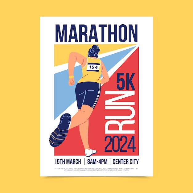 Vector cartel de maratón de la ciudad en diseño plano