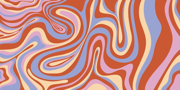 Cartel maravilloso de remolino psicodélico Fondo de pantalla de onda retro psicodélico Fondo maravilloso líquido Ilustración de diseño vectorial