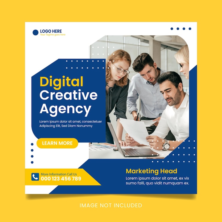 un cartel de marketing digital con el logotipo de la empresa