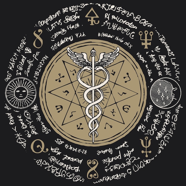 cartel masónico con caduceo