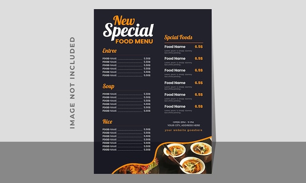 Cartel de menú de restaurante de vector con plantilla de impresión de alimentos
