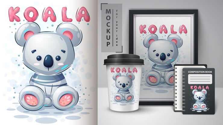 Vector cartel y merchandisin de teddy koala