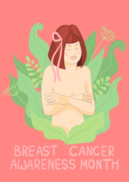 Cartel para el mes de concienciación sobre el cáncer de mama Vector