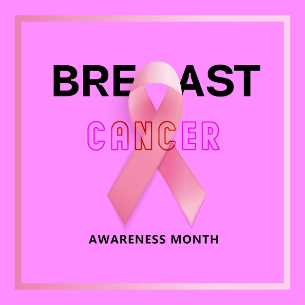 Cartel del mes de concienciación sobre el cáncer de mama vectorial