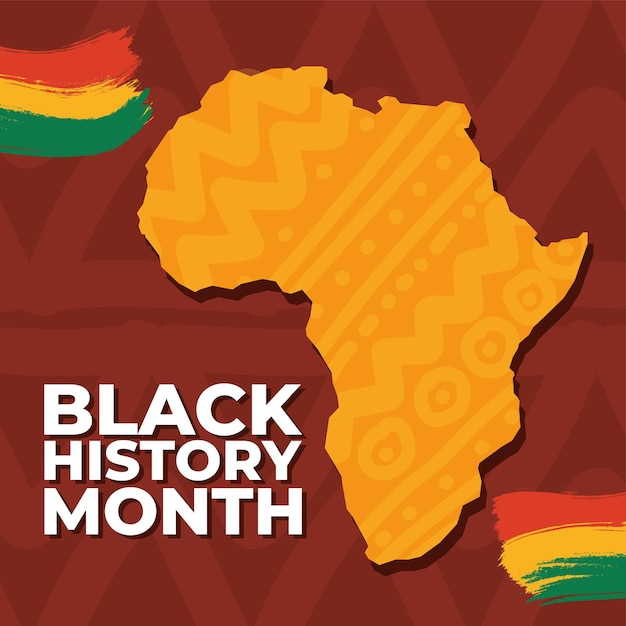 Cartel del mes de la historia negra con el mapa de África Vector