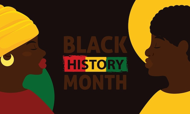 El cartel del mes de la historia negra de personajes de parejas afroamericanas Vector.