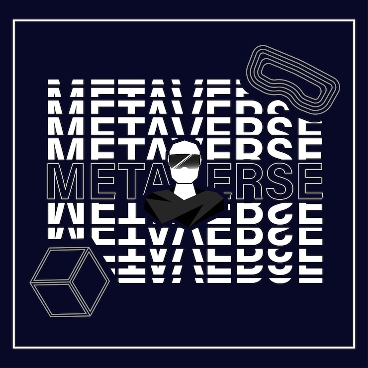 Vector cartel de metaverso concepción de realidad virtual estilo negro.