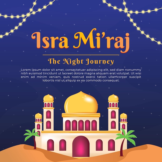 un cartel para la mezquita sagrada con las palabras Isra Miraj