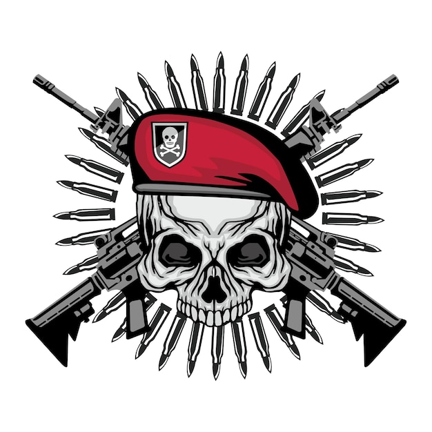 cartel militar con calavera y pistolas camisetas de diseño vintage grunge