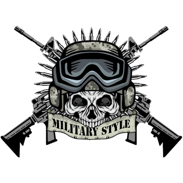 cartel militar con calavera y pistolas camisetas de diseño vintage grunge