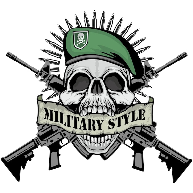 cartel militar con calavera y pistolas camisetas de diseño vintage grunge