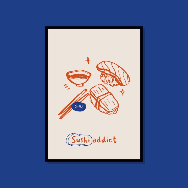Cartel minimalista de comida dibujado a mano para la colección de arte mural.